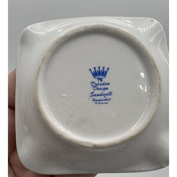 DRESDEN BIRD ASHTRAY Hand Painted With 14K Gold MINI Porcelain ASHTRAY Germany - Picture 4 of 5
